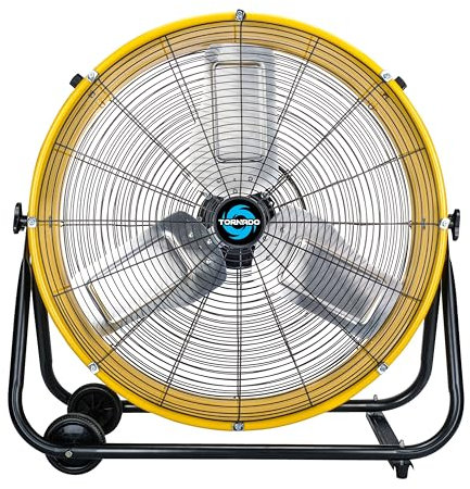 Tornado - 24 Inch High Velocity Air Movement Heavy Duty Metal Drum Fan - 3 Speed Air Circulator Fan - For Industrial, Commercial, Residential, and Greenhouse Use - ETL Safety Listed - 5 Years Warranty