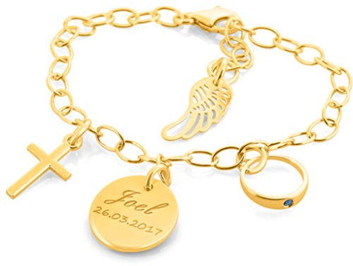 Taufarmband gold Mädchen Armband Sterling Silber zur Taufe mit Gravur Taufring Namensarmband für Baby und Kinder Ankerkette Armkettchen Taufgeschenk Schmuck | HANDMADE IN GERMANY