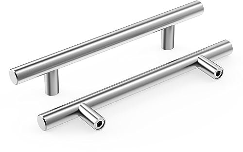 Meisax 10 Stück Möbelgriff 128mm Lochabstand Edelstahl Griffe für Küchenschränke Schrankgriffe Schubladengriffe in Silber Küchengriffe mit Schrauben