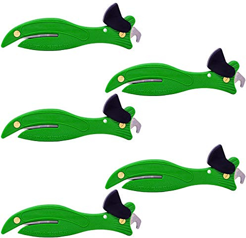 Fish 200 Original Enclosed Blade Safety Box Cutter (5, Green)