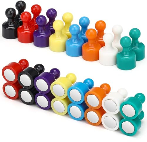 Wukong 32 Stücke Neodym Magnet Kegel in 8 Farben, 12×20mm Premium-Qualität Magnete farbig, Dekorativer Blickfang mit Extrem Starker Haftkraft an Magnet-Tafel Pinnwand Kühlschrank Whiteboard