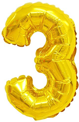 Folienballons Folienballons Buchstaben Zahlen Gold 80cm Partydeko XXL Luftballons, Plastik, 3 - Gold, Gold