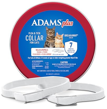 ADAMS Plus Flea & Tick Collar for Cats, Adjustable, 2 Count