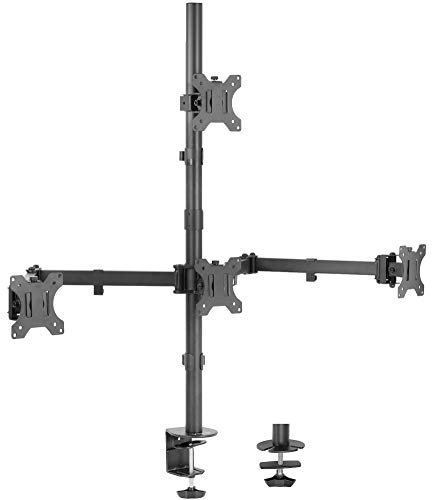 VIVO Quad 13 to 24 inch LCD Monitor Clamp-on Desk Mount, 3 Plus 1 Articulating Display, Holds 4 Screens, VESA up to 100x100mm, STAND-V104C