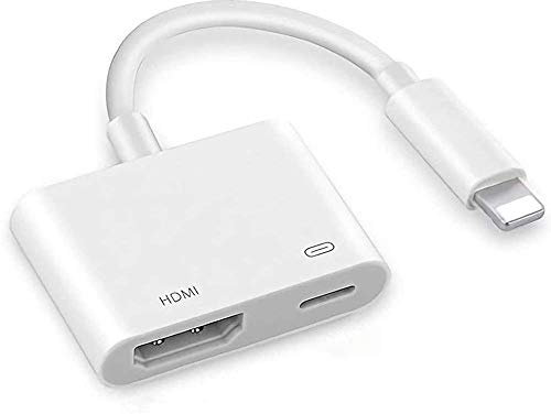 MOYAGOA HDMI Adapter for iPhone to TV,1080P Digital AV Adapter,Sync Screen HDMI Connector for iPhone & iPad-White(Compatible with iOS, No Application Need)