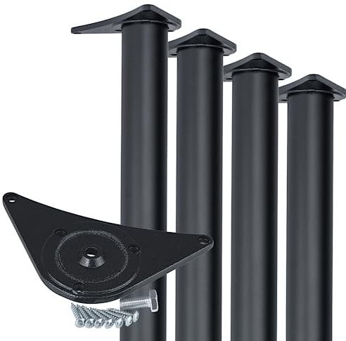 Gedotec Pieds de Meuble Noir Mat - Hauteur réglable - en métal - H1712 - Hauteur : 710 mm - Diamètre du Pied : 60 mm - Pieds de Meuble pour Plans de Travail Lourds