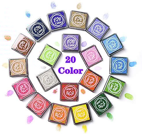 moinkerin 20 Colores Almohadilla de Tinta Tampon, DIY Stamp pintura de dedo, fácil de limpiar, seguro para el medio ambiente, puede ser utilizado para los niños de dibujo sellos de papel manual
