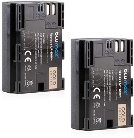 2X Blumax Akku kompatibel mit Canon LP-E6NH |- 2250mAh -| LP-E6P LP-E6N LP-E6 für Canon EOS R Ra R5 II R6 II R7-5D Mark III IV - 6D 7D 60D 90D XC15