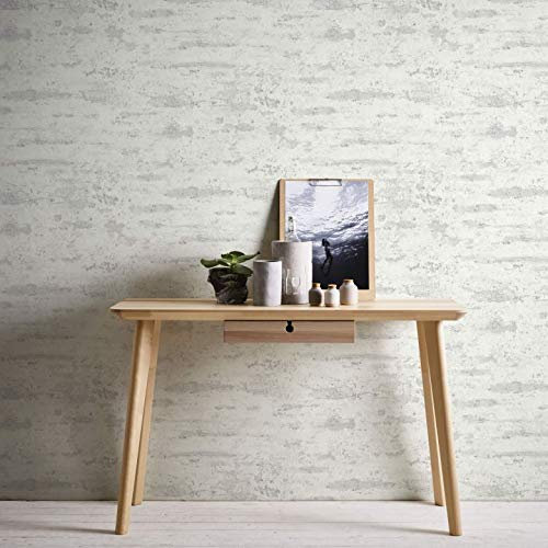 Carta da parati grezza, effetto cemento, grigio e bianco, in tessuto non tessuto, per cucina Loft