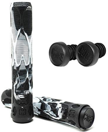 Core Stunt-Scooter Tret-Roller Hand Griffe Soft lang mit Barends/Grip + Fantic26 Sticker (Slate Schwarz/Weiss Swirl)