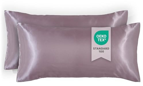 Blumtal Kissenbezug 50 x 70 Satin, 2 Stück - Oeko-TEX zert. Satin Kissenbezug (100% Mikrofaser) extra weich & waschmaschinenfest - haarfreundliche Bezüge Kissen - Bezug Kissen Violet