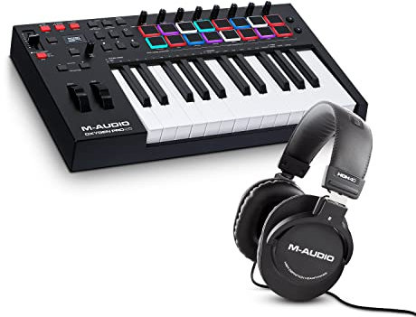 M-Audio Oxygen Pro 25 und HDH40 – 25-Tasten USB MIDI Keyboard Controller mit Beat Pads und Over-Ear Studiokopfhörer