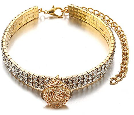 RayMinsino Haustier Halsband Gold mit Diamant Glänzend Verstellbar Kristall Hochzeit Katze Halsband Hund Kleine und Mittlere Haustier Halsband Glitzer Dekoration