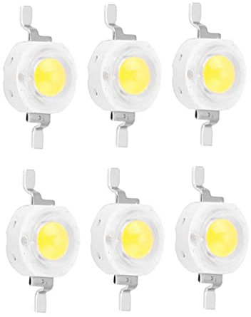 100 piezas 1W de alta potencia LED Beads Chips de diodo emisor de luz SMD para accesorios de iluminación de bricolaje,Chip LED, componentes de lámpara de bombilla LED(Blanco/6000~6500K), Cuentas