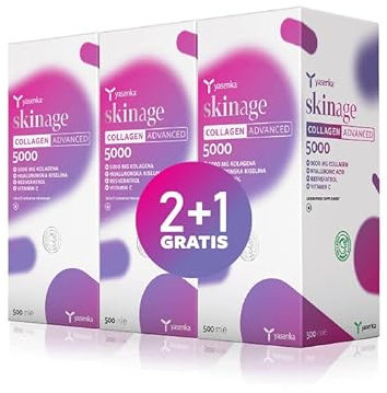 skinage COLLAGEN ADVANCED 2+1 GRATIS- Liquid - Flüssiges Trink Kollagen – Meereskollagen mit Hyaluronsäure, Resveratrol, Lactosefrei, Glutenfrei und Vitamin C - 5000mg - Premium Marine Collagen