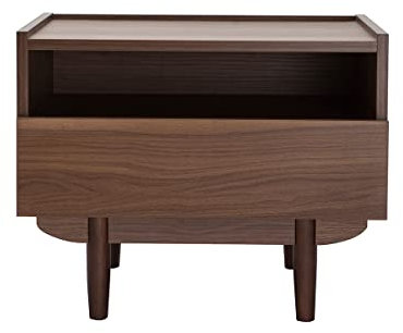 Table de Chevet avec rangements Finition Bois foncé Noyer L50 cm SANAA