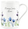 Purely Home Lovely Mum Flowers Mug - Blue Lilac Blooming Blooms - Bone China Style White Mug Coffee/Tea Present Gift