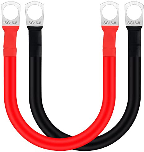 HuaLiSiJi Batterie Verbindungskabel 16mm² 5AWG M8 Kabel Batterie Verbindung 12V 24V Autobatterie Kabel mit Ringösen Batterie Kabelsatz für Auto,LKW, Solar, Marine,Motorrad 50cm