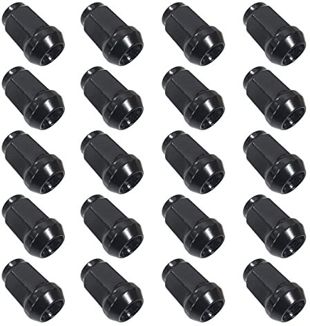 20 Radmuttern Kegelbund geschlossen schwarz 1/2 Zollx20 UNF kompatibel mit Ford, Jaguar, Cadillac, Chevrolet, Dodge, Aston Martin