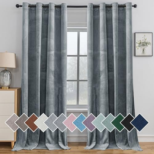 Ystyle Tende Per Interni In Velluto 2 Pezzi, 140x280cm, Tende Oscuranti Camera Da Letto Moderne Con Occhielli, Tenda Termica Isolante Freddo Per Soggiorno Salotto Cameretta, Grigio Scuro