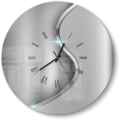 DEQORI Glasuhr | rund Ø 50 cm | Motiv Polierte Oberfläche | große XXL Design Uhr aus Glas | leise Wanduhr für Wohnzimmer & Küche | Moderne Hingucker Uhr für die Wand
