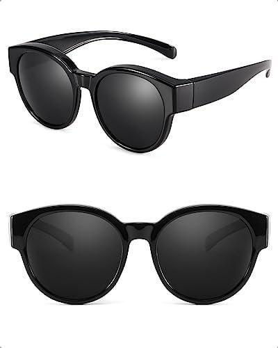 SIPHEW Polarisiert Überzieh Sonnenbrille für Brillenträger Damen Herren, Rund Überbrille Clip on Normale Brille UV400 Schutz