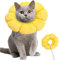 LoQuick Halskrause Katze, Einstellbarer Halsband,Weich Sonnenblume Katze Wiederherstellung Halsband Kragen Cone, Haustiere Schutzkragen für Katzen Kleiner Hunde Nach Operation und Verletzungen