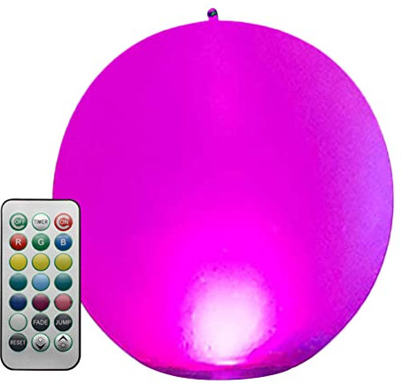 Fukamou luz Piscina Flotante 13 Colores - Pelota Playa Inflable con luz LED y Mando a Distancia,Jumbo Pool Toys Pelotas para Piscina Water Beach Yard Games