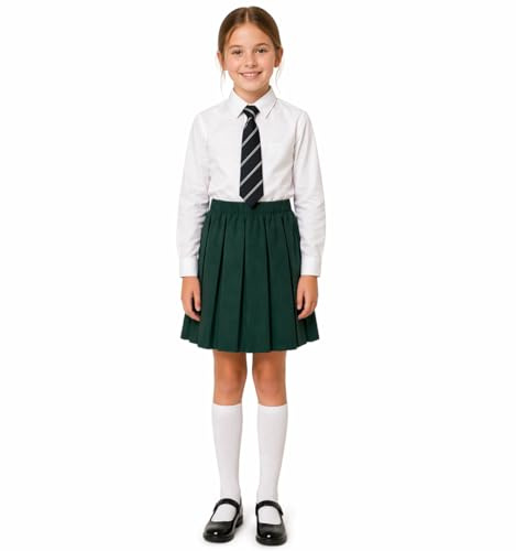 INSAFIANS Girls Box Pleated School Skirt All Around Elasticated Waist School Skirt All Ages