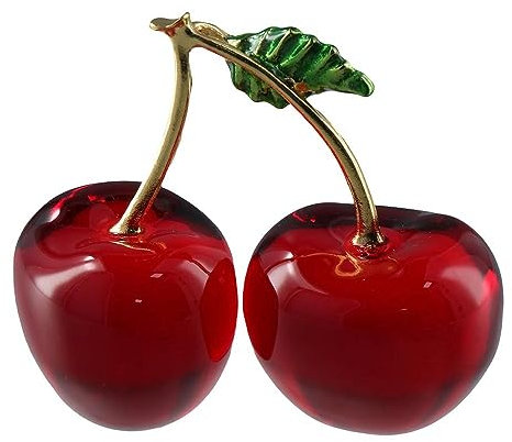 hobbyme Kristall Kirsche Ornament Kleine Kirsche Dekoration Kristall Sammlerstück Statue Raumdekoration Kirsche Tischplatte Ornament Home Office Tischdekoration Rot