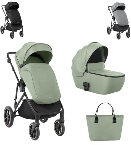 Kikkaboo Kinderwagen Thea 2 in 1 EVA-Räder verstellbarer Schiebegriff Babywanne grün
