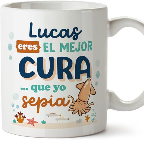 MUGFFINS Tazas Personalizadas para CURA hombre - En Español - Mejor que yo Sepia - 11 oz / 330 ml - Regalo Personalizable original y divertido