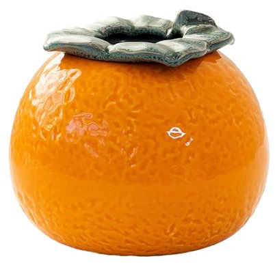INIFLM Simulated Fruit Flowerpot Ceramic Orange Vase, Orange Ceramic Vase Decor, Orange Modern Bud Vase, Vintage Decor for Pen and Pencil Holder for Home Room Office(Medium)