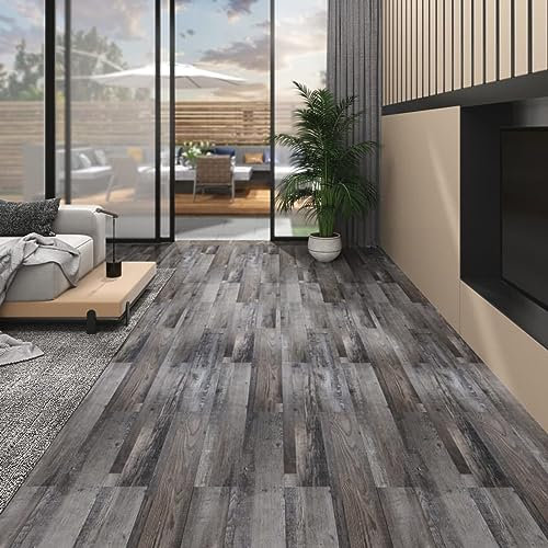 18 x Vinyl-PVC-Dielen Laminat Dielen,Bodenbelag,PVC-Fliesen Nicht Selbstklebend 5,26 m²,rutschfest,Wasserfest,Schwer Entflammbar, Schimmelbeständig für Küche, Bad,Flur oder Wohnzimmer Industrial Holz