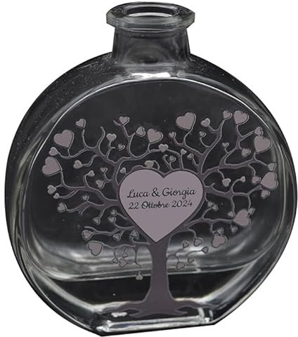 SET 24 Profumatori tondi in vetro ALBERO DELLA VITA CUORE personalizzabili con dettagli in ARGENTO. Bomboniere Matrimonio, Battesimo, Comunione, Cresima, Laurea, Anniversari e regali utili