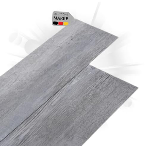 DELUKE® Vinylboden PVC-Dielen selbstklebend wasserfest | 2mm Stärke, Rutschfest | Laminat Vinyl Bodenbelag Laminatboden Dekor-Dielen Fußbodenlaminat Boden Planken Dielenboden | Holzgrau, 2,51 m²