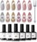 Modelones Cat Eye Gel Nail Polish Set, 6 Colors Holographic Nude Gray Brown Gel Polish Glitter 9D Magnetic Gel Polish Pink Gel Polish with Magnet Nail Art DIY Salon For Women