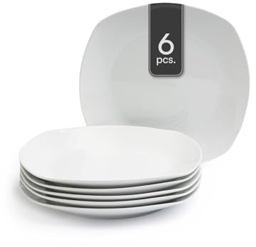 Home4You Speiseteller Flachteller Essteller - Porzellan - Weiß - 27 cm - 6er Set