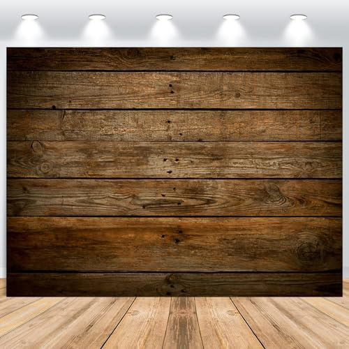 ASDCXZ Holz Foto Hintergrund 2.2x1.5m, Retro Braun Rustikale Holzwand Fotowand Hintergrund, Vinyl Fotobox Hintergrund für Baby Dusche Geburtstag Party Kuchen Tischdekoration Fotokabine Prop