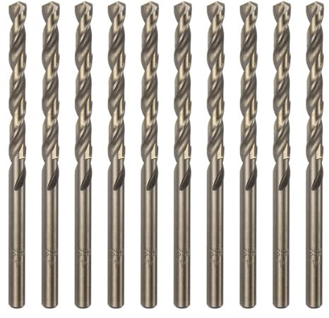 sourcing map 10pcs Cobalt Jobber Drill Bits 4.8mm / 0.189 M35 High Speed Steel HSS Twist Drilling Bit Tool for Stainless Steel Copper Wood Plastic and other Hard Materials