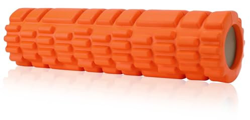 Kasanni Rouleau de Massage, Foam Roller pour Soulager les Tensions Musculaires et la Pression dans le Dos, la Colonne VertéBrale et Les Jambes. Revitalisez Votre Corps 30×8cm (Orange)
