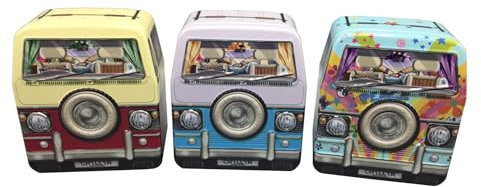 your castle 3er Set Blechdose in Form eines Mini Camper Van Front, Volumen: 350 ml, Maße: 110 x 95 x 50 mm