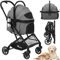YITAHOME Hundewagen für Kleine Hunde, Hundewagen 3 in 1 Hundebuggy Bis 15.9kg, Klappbar, Hundebuggy Kleine Hunde, Hunde Buggy, katzenwagen, Faltbar Hund Kinderwagen, Tragbarer Kinderwagen (Grau)