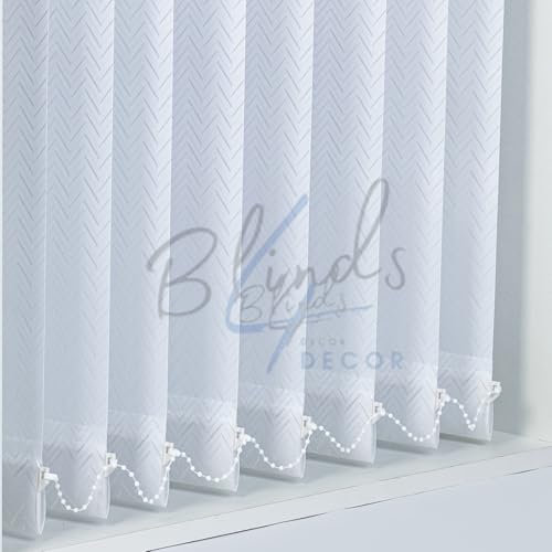 Made to Measure Vertical Blind Replacement Slats - Bespoke - Custom Made Bespoke Blinds Replacement Slats - 89mm (3.5) - Free Hangers, Weights & Chains (Everest White)