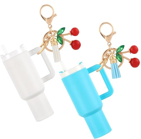 Baerkian 2pcs Mini Tumbler Keychains Compatible with Stanley Cup - Keychains Charms for Women Girls Handbag Backpack