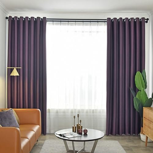 Wycian Gardine Gardinen 2er Set Lila Verdunkelung Unifarbe H214 x B137 cm (2er Pack) Polyester Fertiggardinen
