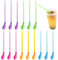 15 Pieces Slush Straws, Slush Straws,Colored Straw Spoon 2 in 1, Plastic Reusable Straws, Reusable Straws Spoon Suitable