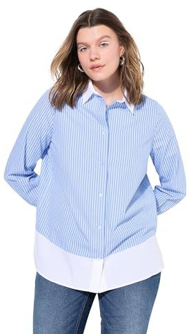 Studio Untold Damen große Größen Übergrößen Plus Size Streifenbluse, Layering-Look, Langarm hellblau 50+ 839627715-50+