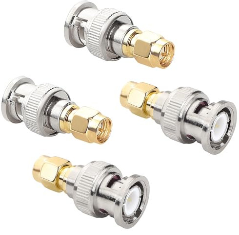 KUOQIY 4 Stücke BNC Stecker zu SMA Stecker Koax-Adapter, BNC zu SMA Anschluss, für WLAN Antennenverlängerungskabel