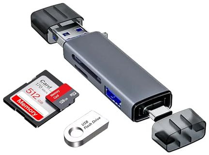 Boulton USB SD Card Reader 3.0 – USBA 3.0 & USBC Card Reader for TF SD SDXC MicroSD Adapter – 3in1 Memory CardReader Adaptor with MicroUSB and USB-C Connectors for SD/Micro SD/UHS-I/SDXC/SDHC/TF